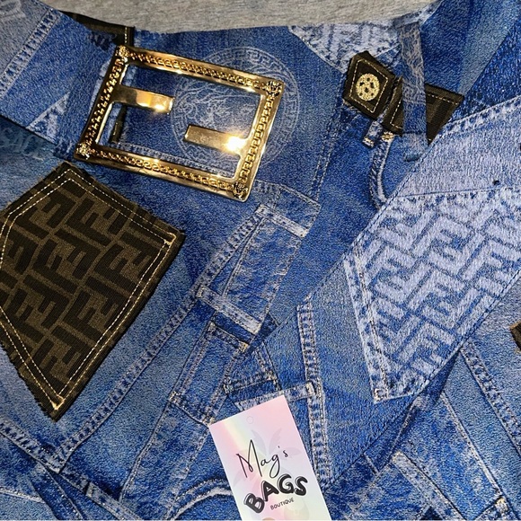 Versace x Fendi: Skirt with Belt Denim Patchwork by Fendace *RARE* (on Runway) - Picture 8 of 16